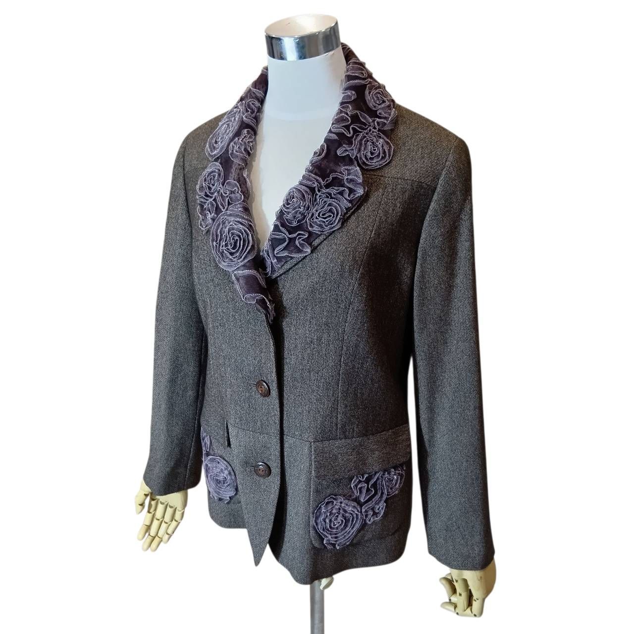 インポートロッサ ジャケット サイズ:44｜華やかな薔薇装飾×上品