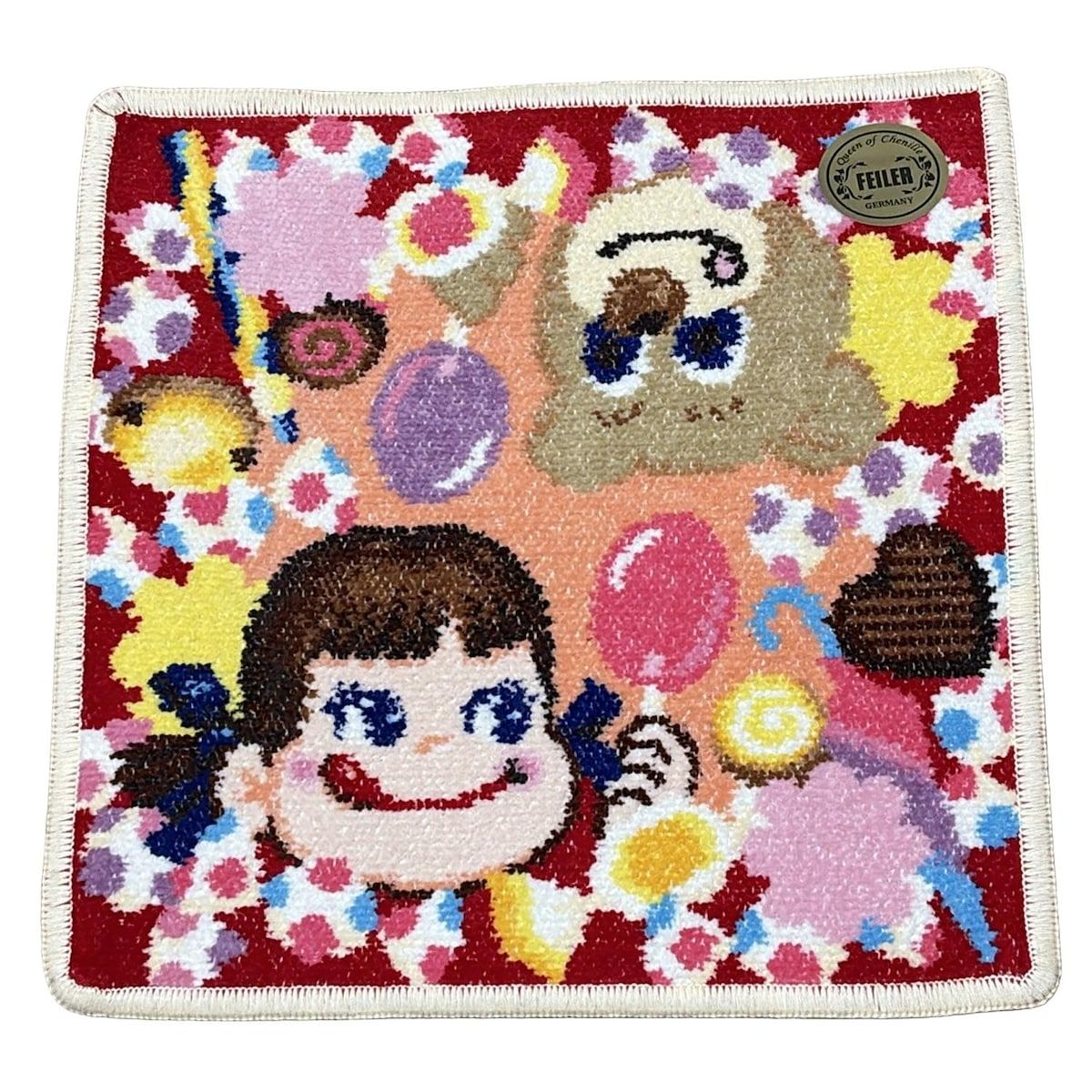FEILER フェイラー 小物 - レッド×オレンジ×マルチ ハンドタオル LOVERARY ペコニコスウィーツタイム リーベ 不二家コラボ