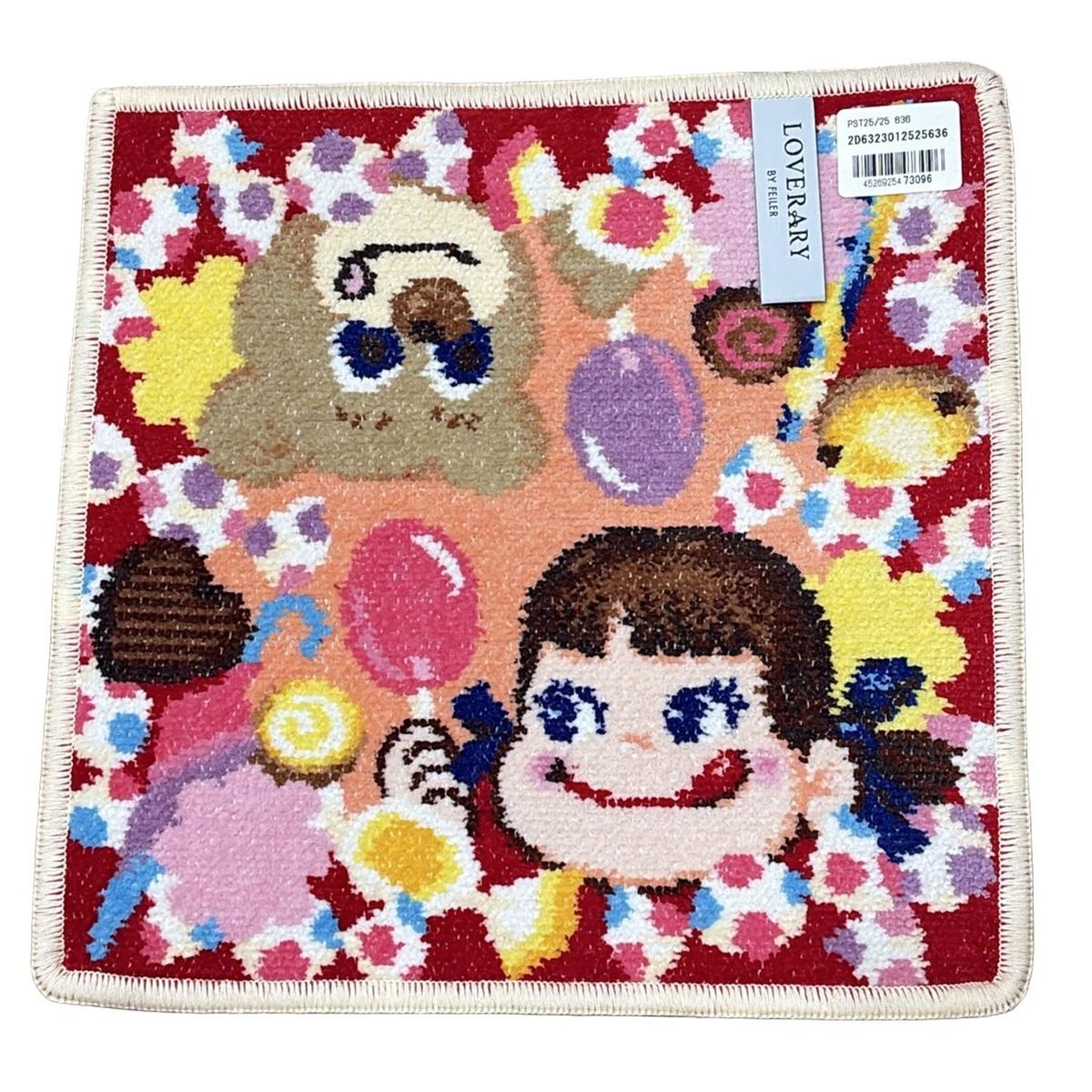 FEILER フェイラー 小物 - レッド×オレンジ×マルチ ハンドタオル LOVERARY ペコニコスウィーツタイム リーベ 不二家コラボ