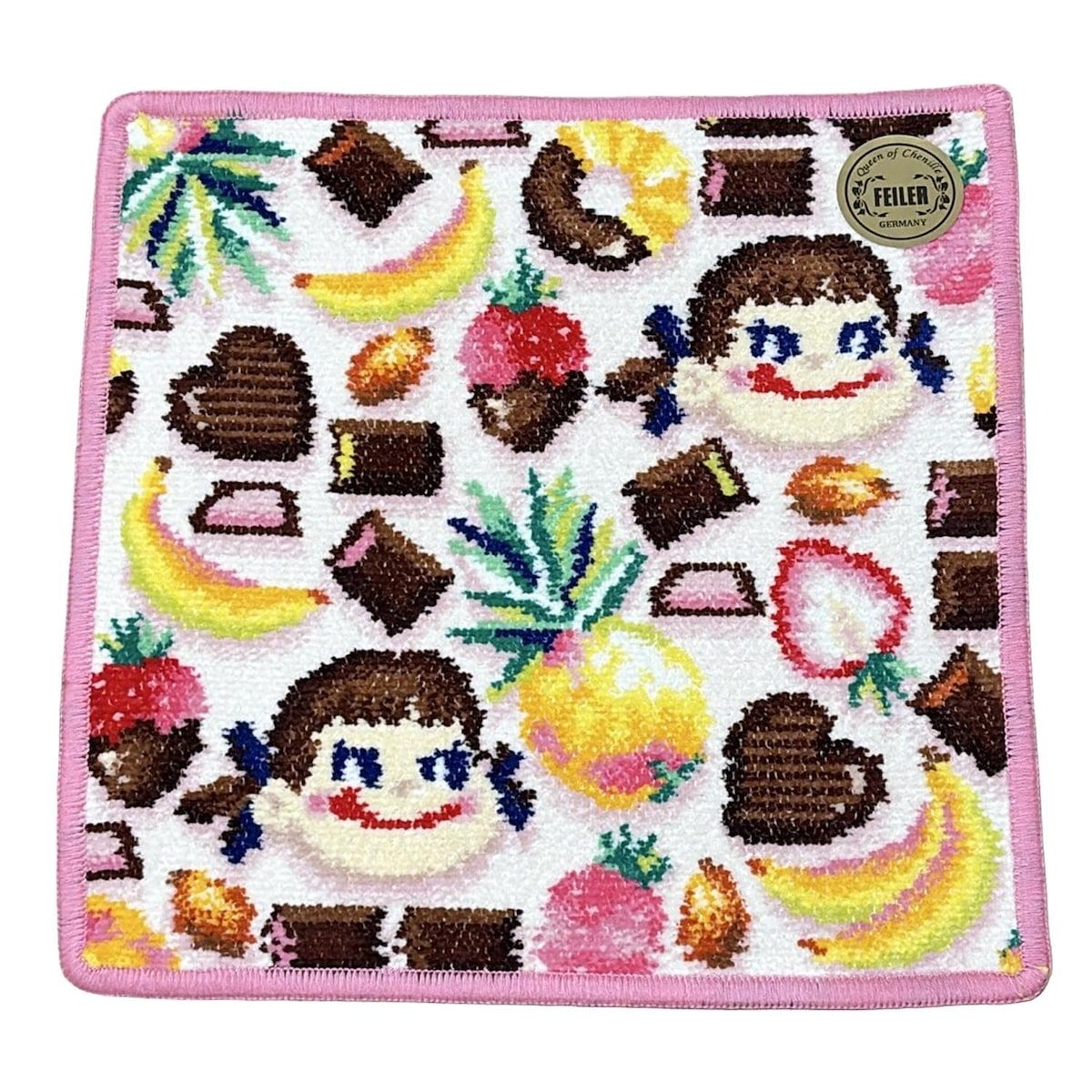 FEILER フェイラー 小物 ライトピンク ダークブラウン マルチ ハンドタオル LOVERARY ペコア ラ モード 不二家コラボ