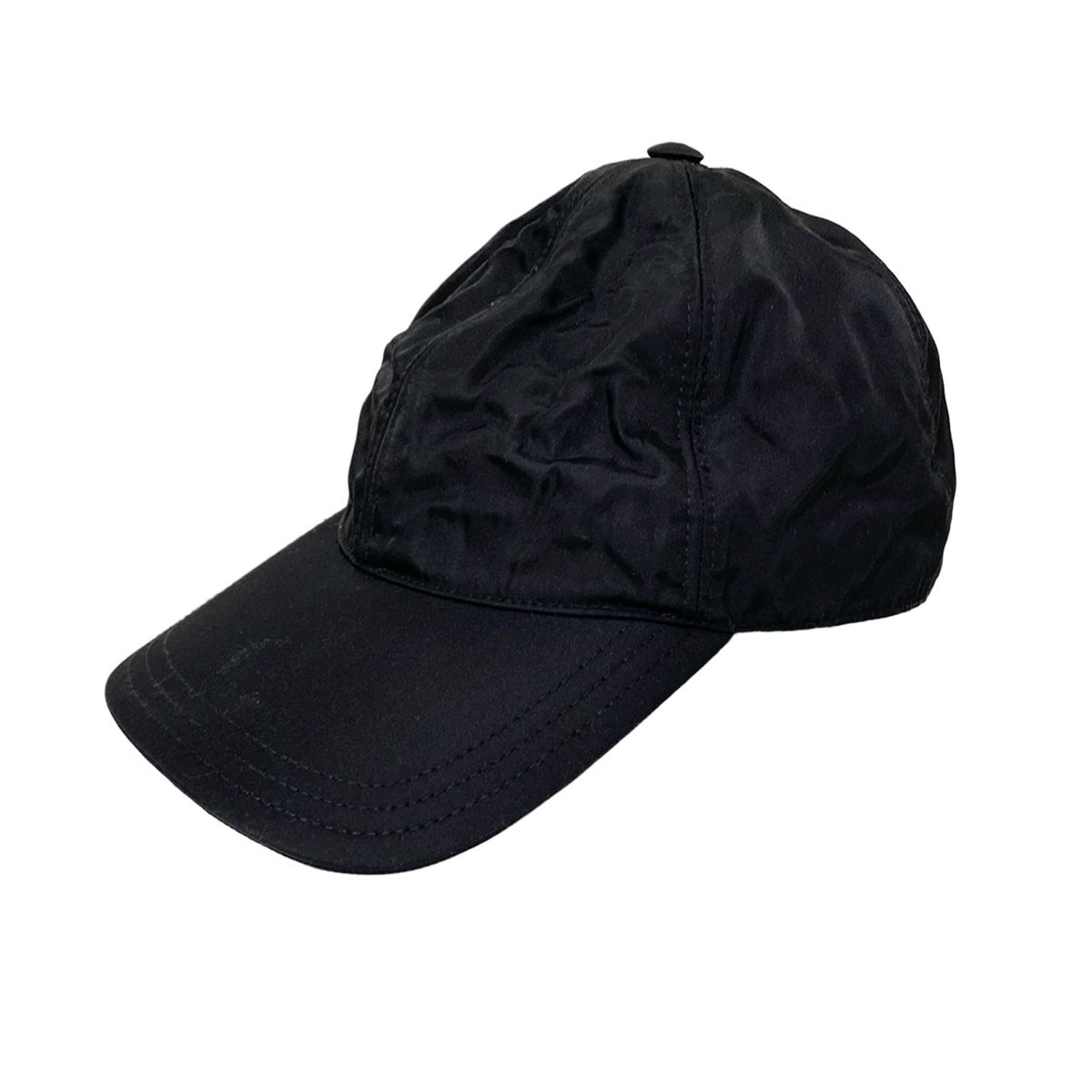 PRADA プラダ キャップ M 黒 トライアングルプレート コットン