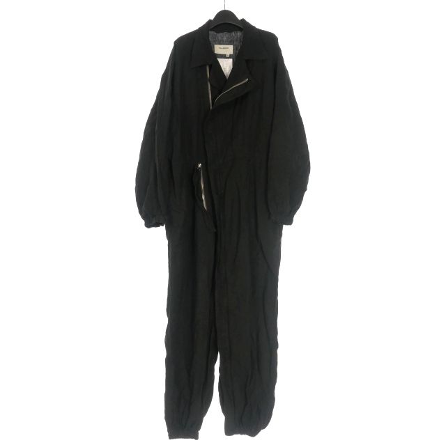 アナクロノーム anachronorm リネン ジャンプスーツ オールインワン つなぎ 長袖 02| 34 ブラック 黒 AN-393464