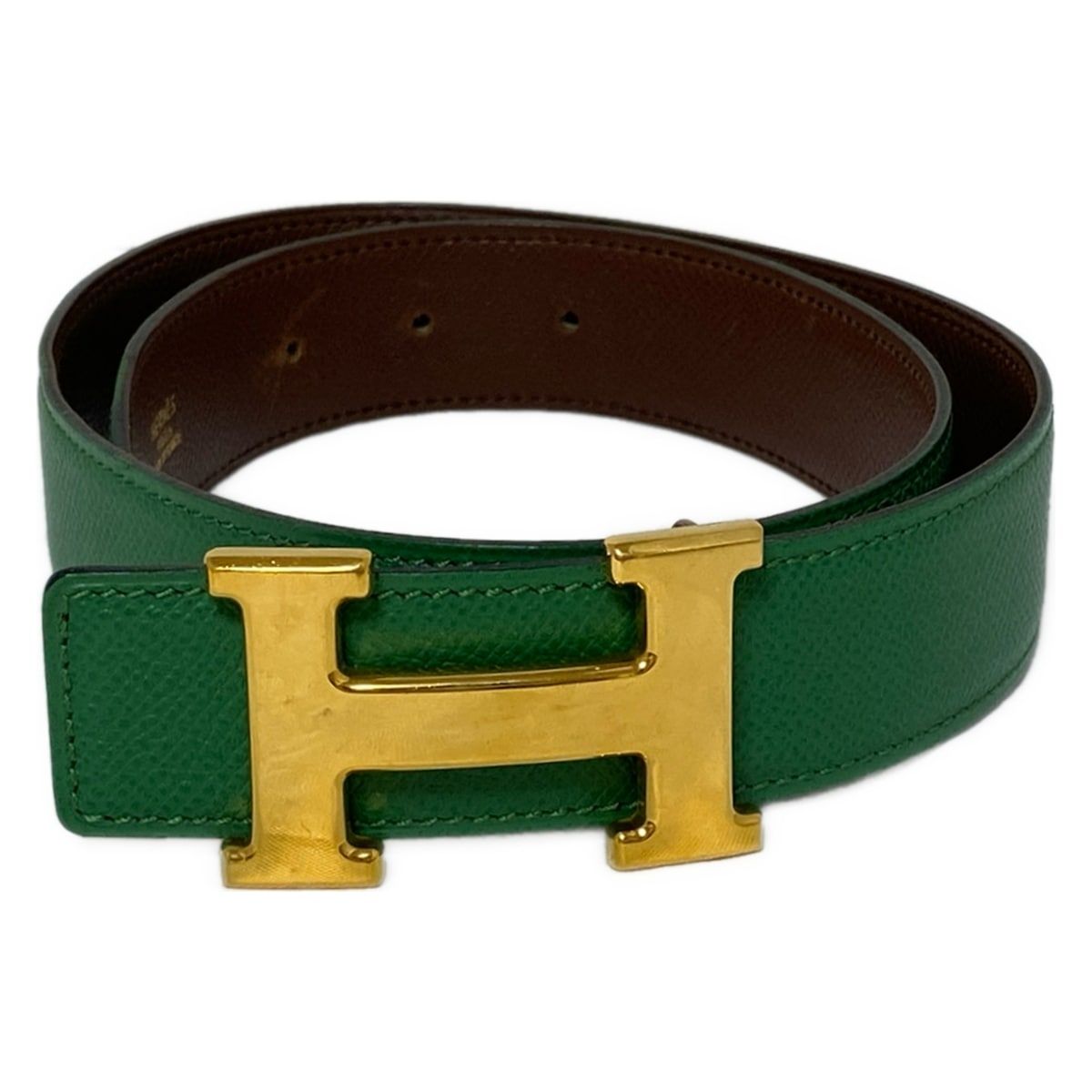HERMES(エルメス) ベルト 70 Hベルト グリーン×ダークブラウン