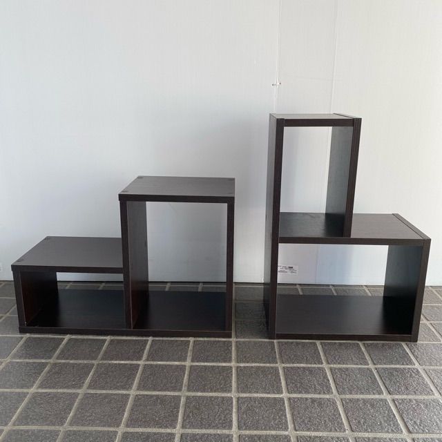 配送不可、現地引取のみ、リユース品】木製 パズルラック L字飾り棚