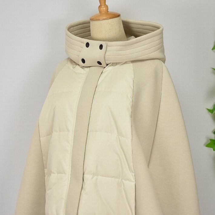 LUGIVA TOKYO】フード付き キルティング×異素材切替 ケープコート