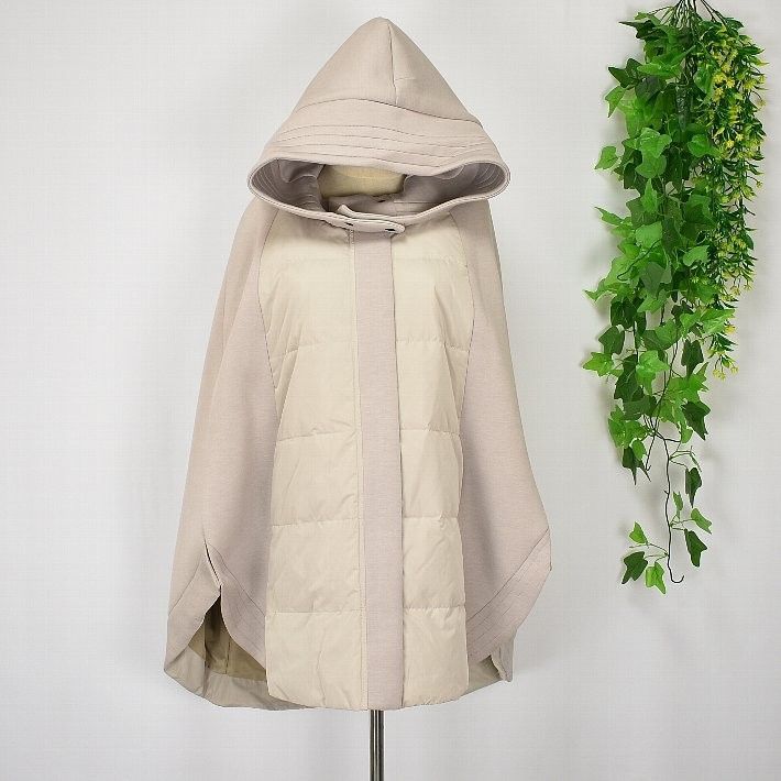 LUGIVA TOKYO】フード付き キルティング×異素材切替 ケープコート