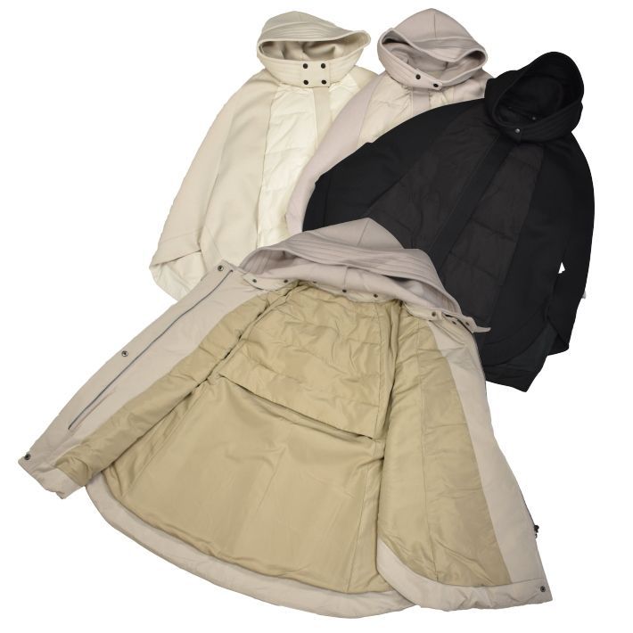 【新品未使用】LUGIVA ルギヴァ ケープコート　ポンチョ ダウン LUGIVA TOKYO】フード付き キルティング×異素材切替 ケープコート