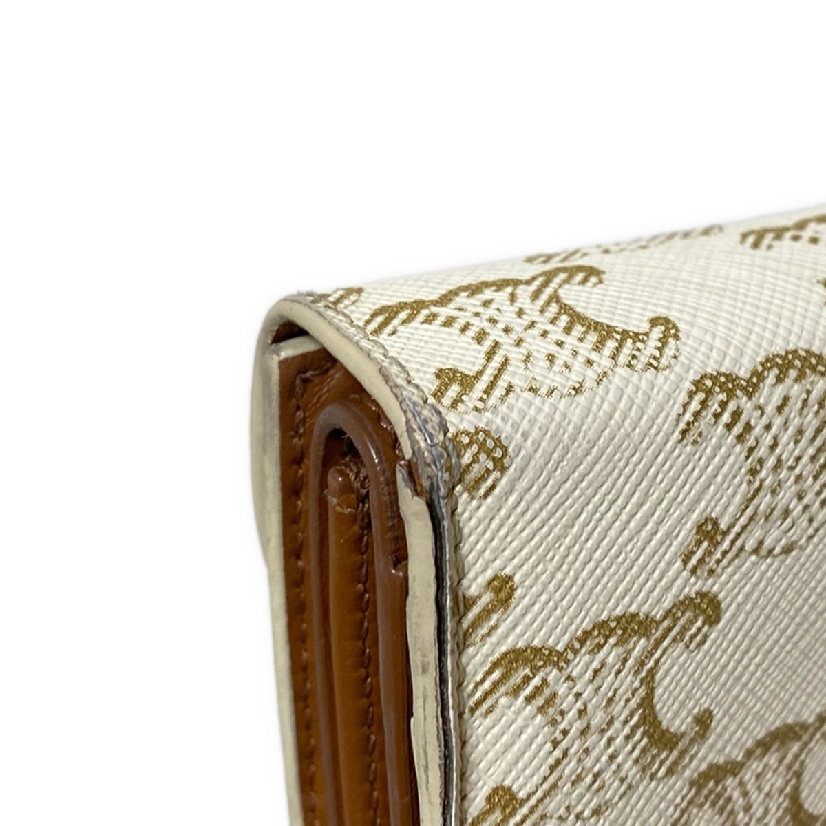  CELINE セリーヌ 3つ折り財布 スモール トリオンフ フラップ ウォレット 01 TA 白 ゴールド 三つ折り財布 折り財布