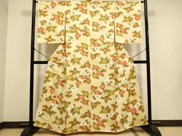 平和屋着物 上質な小紋 手描き 薔薇 正絹 逸品 BAAK9551yc(仕立て