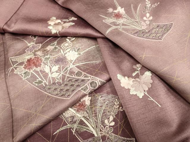 平和屋着物▽中国三大刺繍 スワトウ刺繍 汕頭刺繍 訪問着 短冊吉祥花文