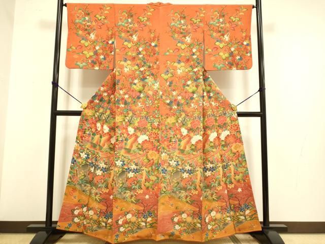 平和屋着物▽訪問着 孔雀花文 鬼しぼ縮緬 正絹 逸品 DAAZ5188du - メルカリ