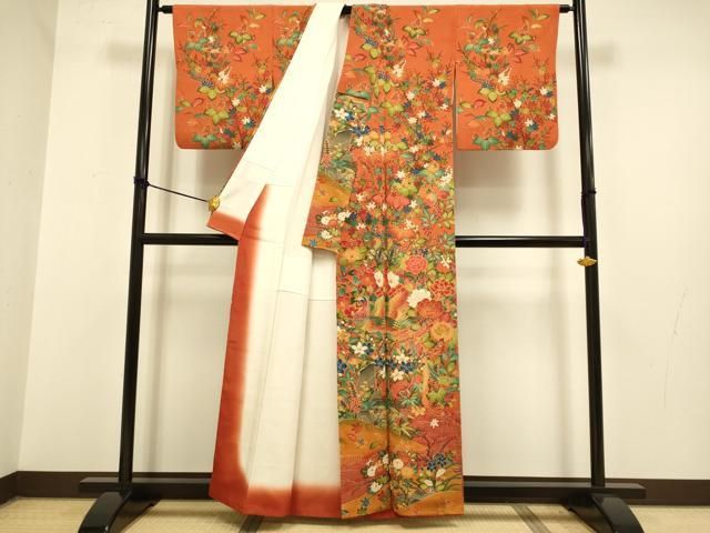 平和屋着物▽訪問着 孔雀花文 鬼しぼ縮緬 正絹 逸品 DAAZ5188du - メルカリ
