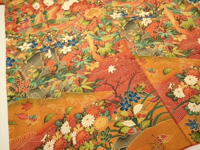 平和屋着物▽訪問着 孔雀花文 鬼しぼ縮緬 正絹 逸品 DAAZ5188du - メルカリ