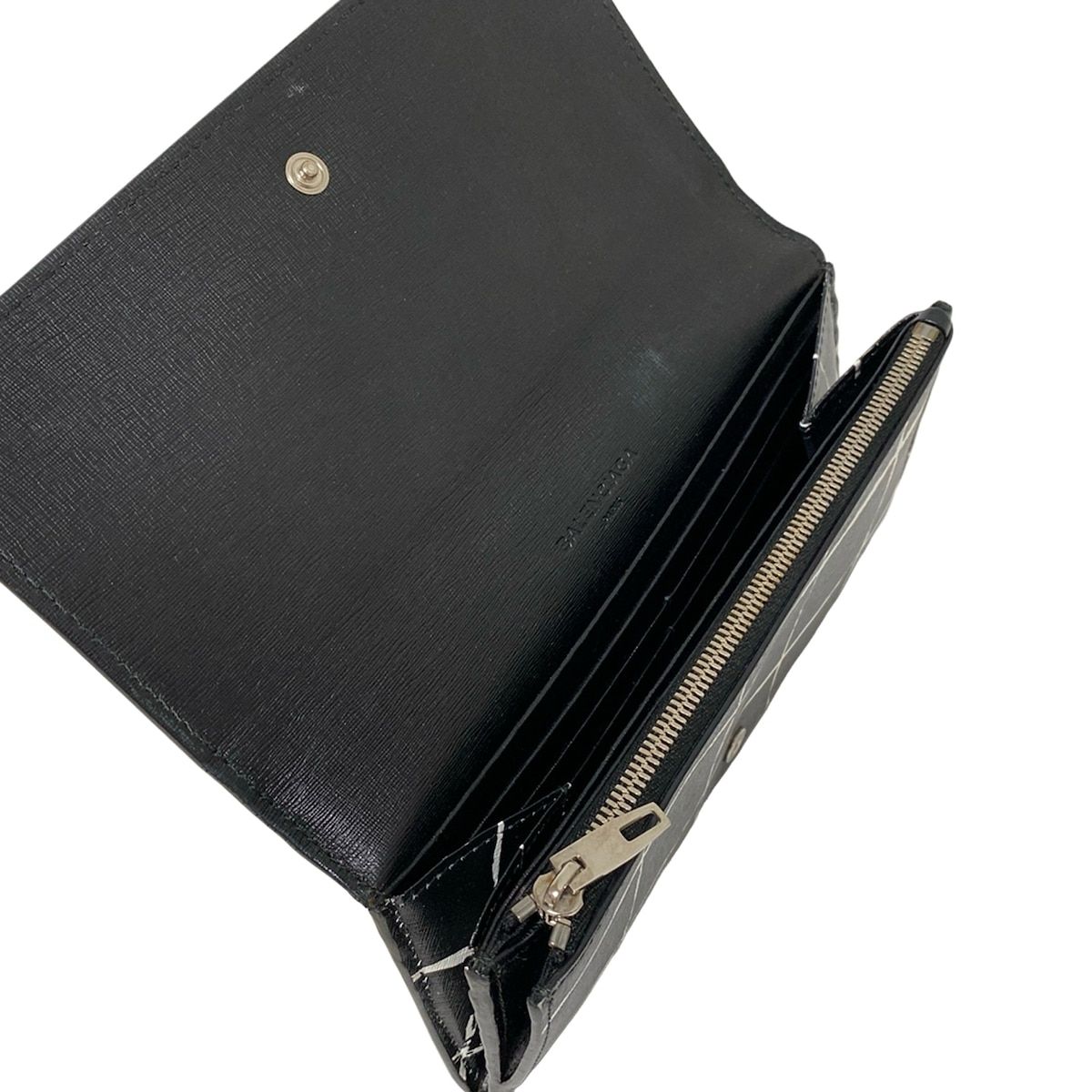  バレンシアガ 長財布 エッセンシャルマニー 392123 黒 白 チェック柄 レザー その他 小物