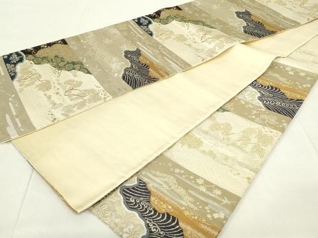 平和屋着物◎六通柄袋帯　風景文　金糸　正絹　逸品　DABE3736qp 平和屋着物◎六通柄京袋帯 笹竹文 金糸 正絹 逸品 DAAV2805qpの通販 by