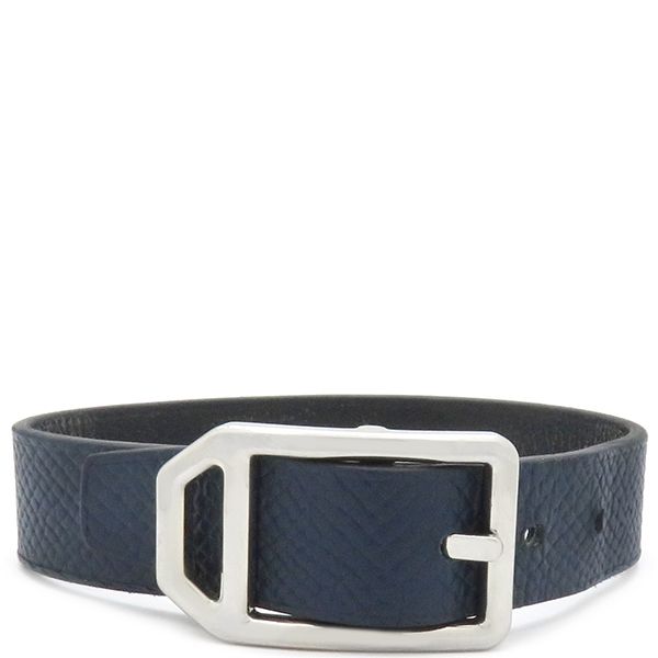 エルメス HERMES ブレスレット パドック レザー メタル ネイビーXブラック T 4 シルバー金具 黒 リバーシブル C刻印 箱