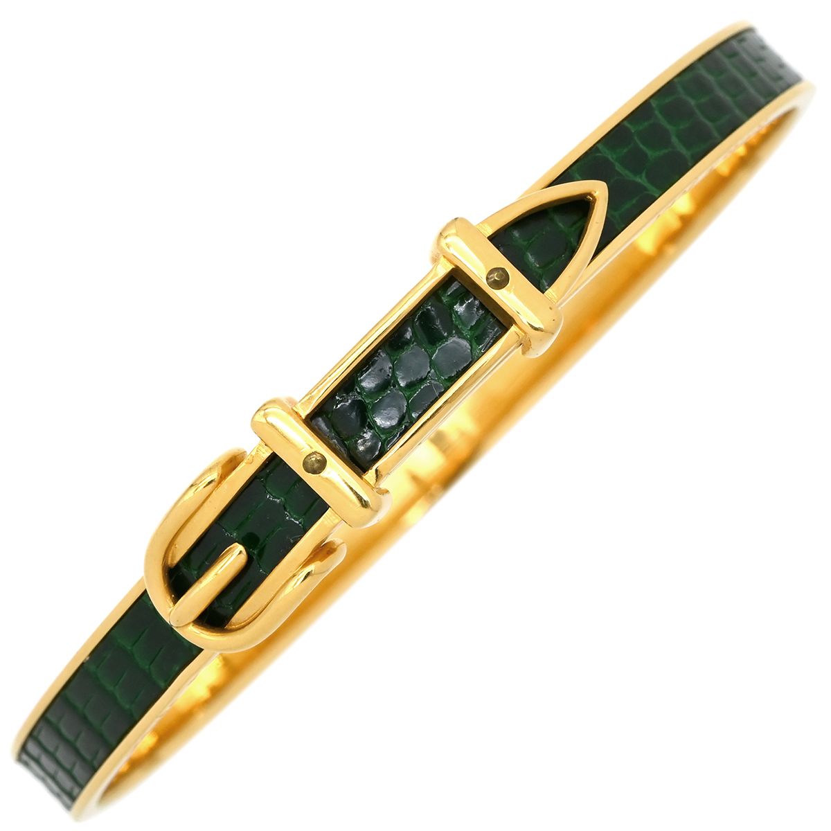エルメス HERMES バングル サンチュール リザード GP グリーン