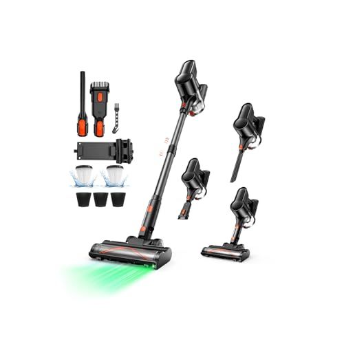 掃除機 コードレス 2026年先行販売 70 Kpa超強吸引 自立式 革新版グリーンLEDライト サイクロン掃除機 50分連続稼働 LUNINO コードレス掃除機 軽量 500 W 絡まないV字型ヘッド HEPA多重濾過 大容 09 daf 94 f