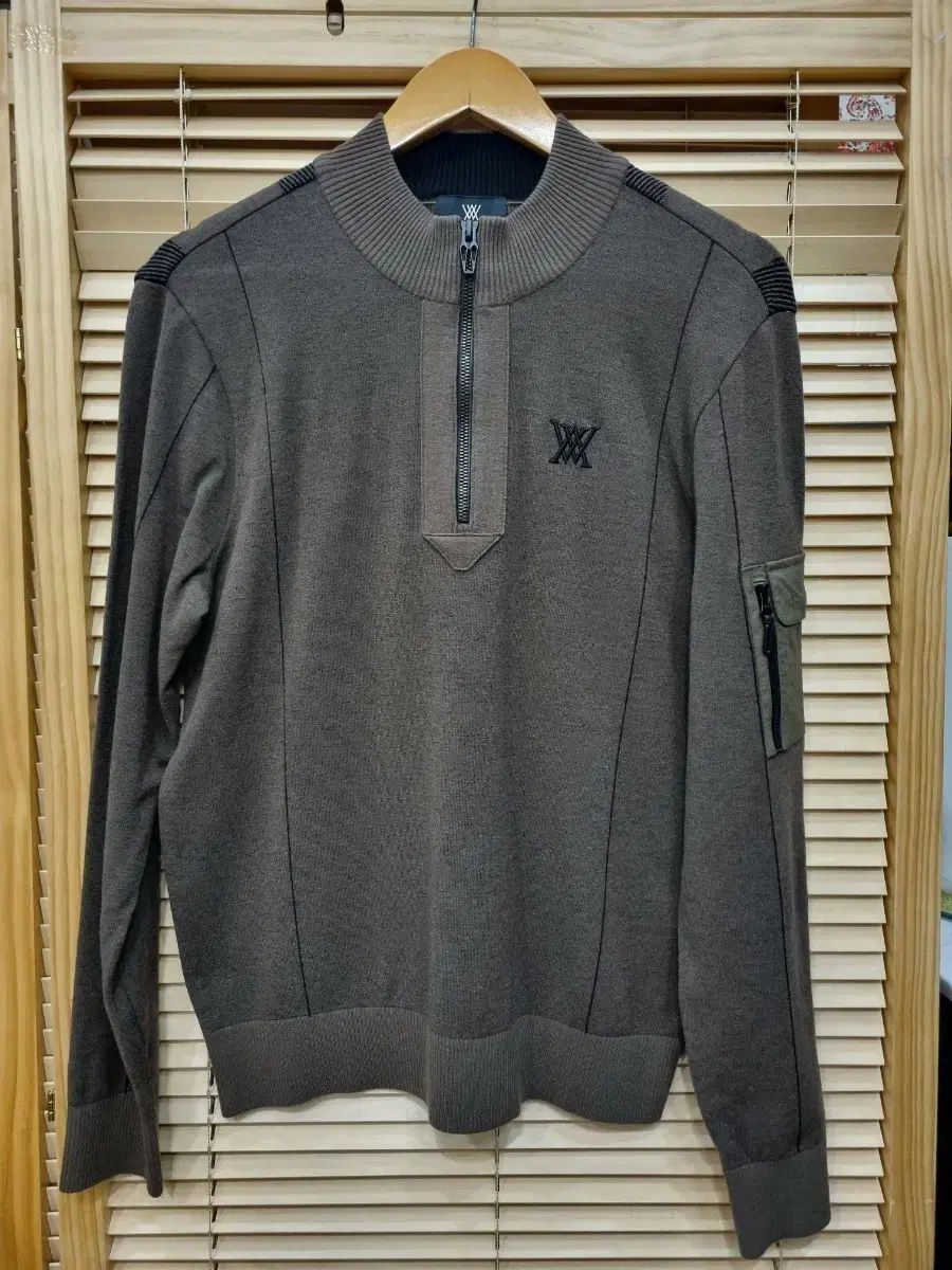 A メンズ ツートン ハーフ ジップアップ セーター