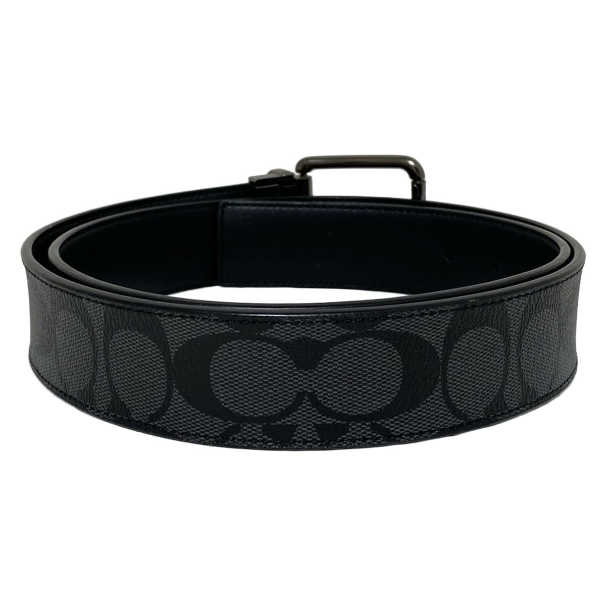 COACH コーチ ベルト ダークグレー 黒 シグネチャー柄