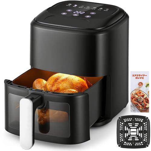ノンフライヤー 4.5 L 揚げ物 LEDタッチパネル 90 脂質カット 7つのメニュー設定 温度調節 省エネ エアフライヤー 循環熱風 可視窓付き 最高温220℃ 過熱保護 卓上 コンパクト 一人用 電ンオ