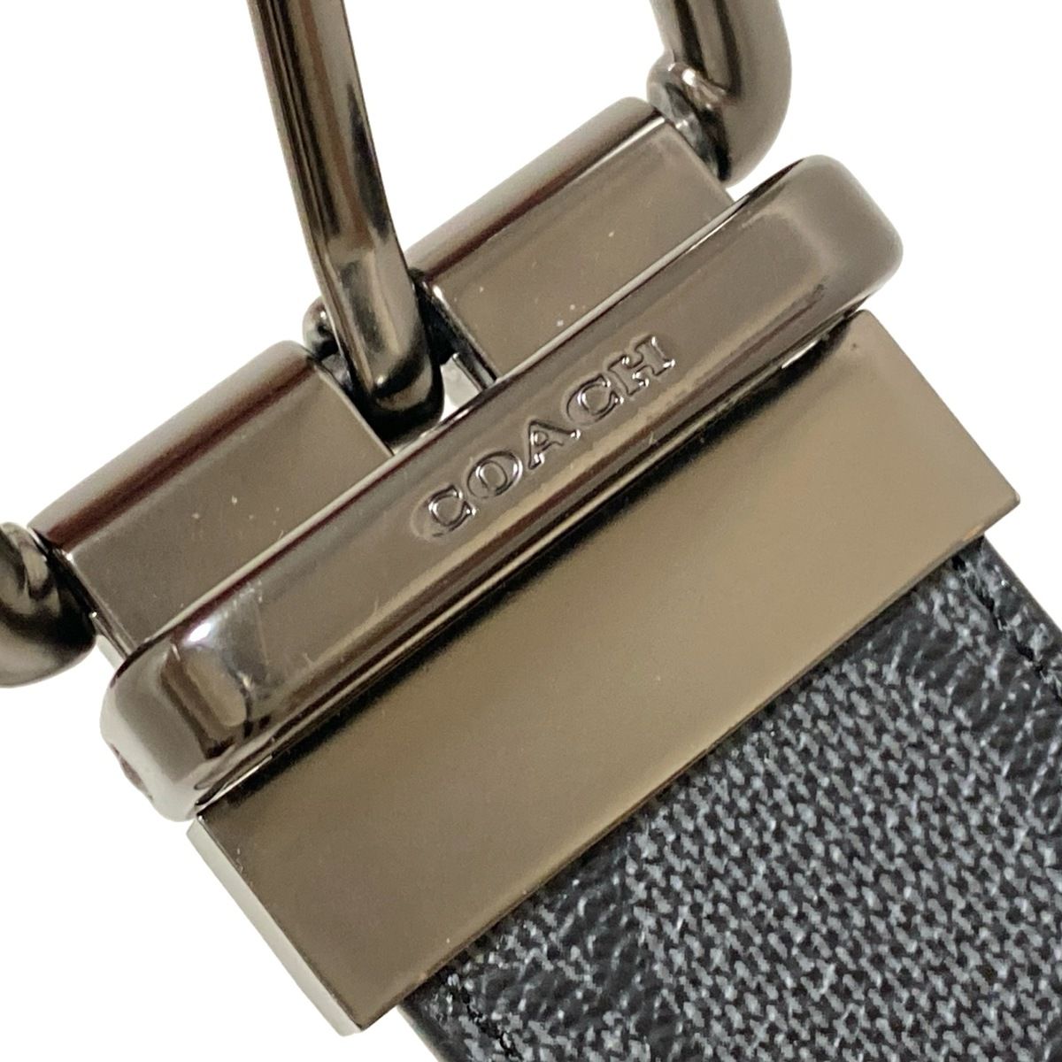  COACH コーチ ベルト ダークグレー 黒 シグネチャー柄 ベルト 小物