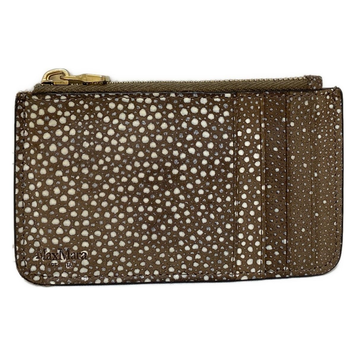 Max Mara マックスマーラ コインケース ピンクベージュ 白 ライトグレー 型押し加工 レザー