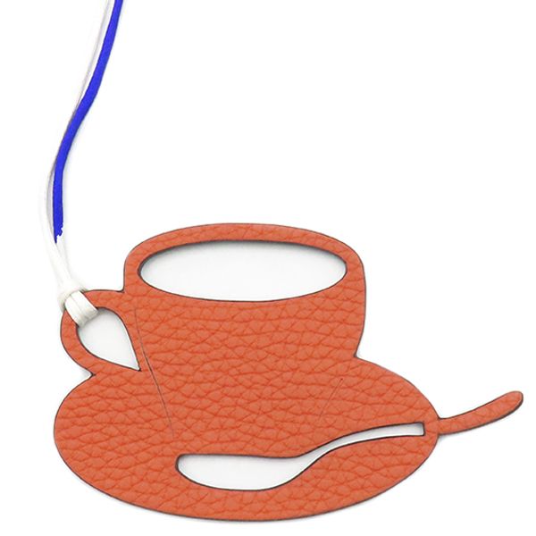 エルメス HERMES バッグチャーム プティアッシュ コーヒーカップ シェーブル トリヨンクレマンス ブラウン×緑 茶 緑 チャーム petit H