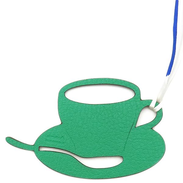 エルメス HERMES バッグチャーム プティアッシュ コーヒーカップ シェーブル トリヨンクレマンス ブラウン 緑 茶 チャーム petit H