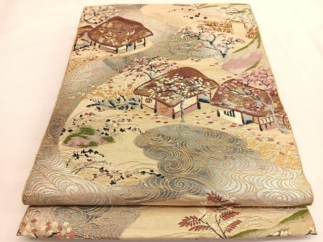 平和屋着物◎六通柄 本袋帯 唐織 御所解文 金銀糸 正絹 逸品