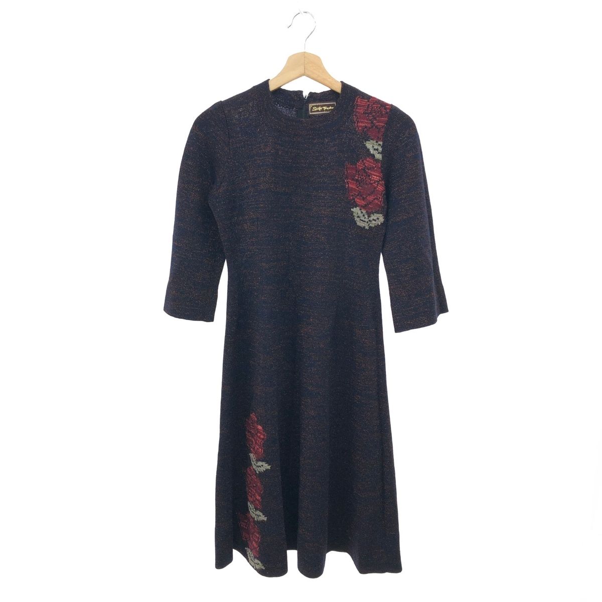 Toyoko Saito トヨコサイトウ 七分袖ニットワンピース サイズ表記なし