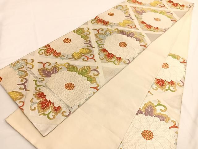 平和屋着物◎六通柄袋帯 唐織 菊唐草文 金糸 正絹 逸品 BAAV9621hv