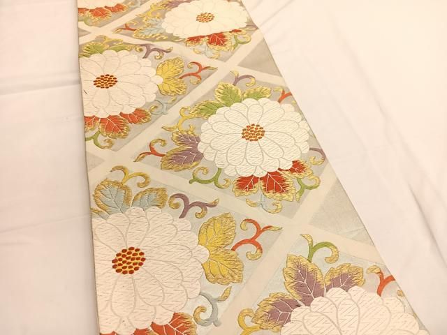 平和屋着物◎六通柄袋帯 唐織 菊唐草文 金糸 正絹 逸品 BAAV9621hv