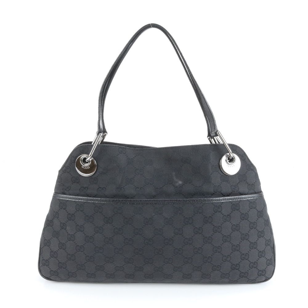 極美品 グッチ GGキャンバス エクリプス 121023 レザー トート バッグ