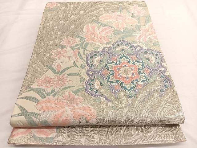 ハーフ成人式 正絹 御所車の金駒刺繍入りお振袖に鞠の柄のつくり帯の