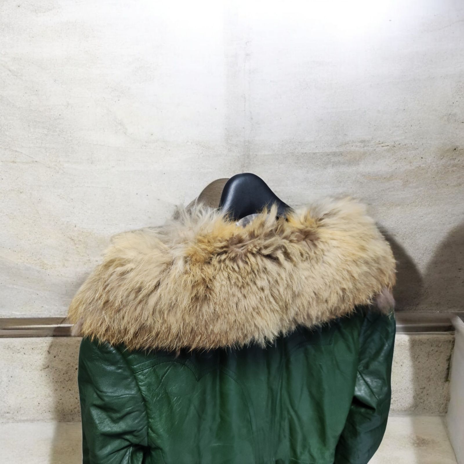 リアルレザー】 ムートン ロングコート リアルフォックスファー襟 70s