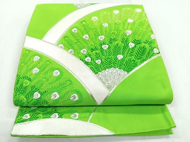 平和屋着物◎六通柄袋帯 孔雀羽花文 銀糸 正絹 逸品 CABB0810nb - メルカリ