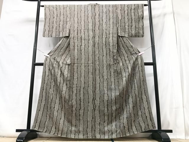 平和屋着物□江戸小紋 作家物 よろけ縞 正絹 逸品 BAAL4895xi