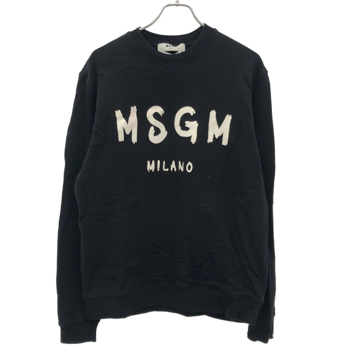 【美品】MSGM トレーナー　黒 MSGM エムエスジーエム 節約 ロゴプリントスウェットプルオーバー