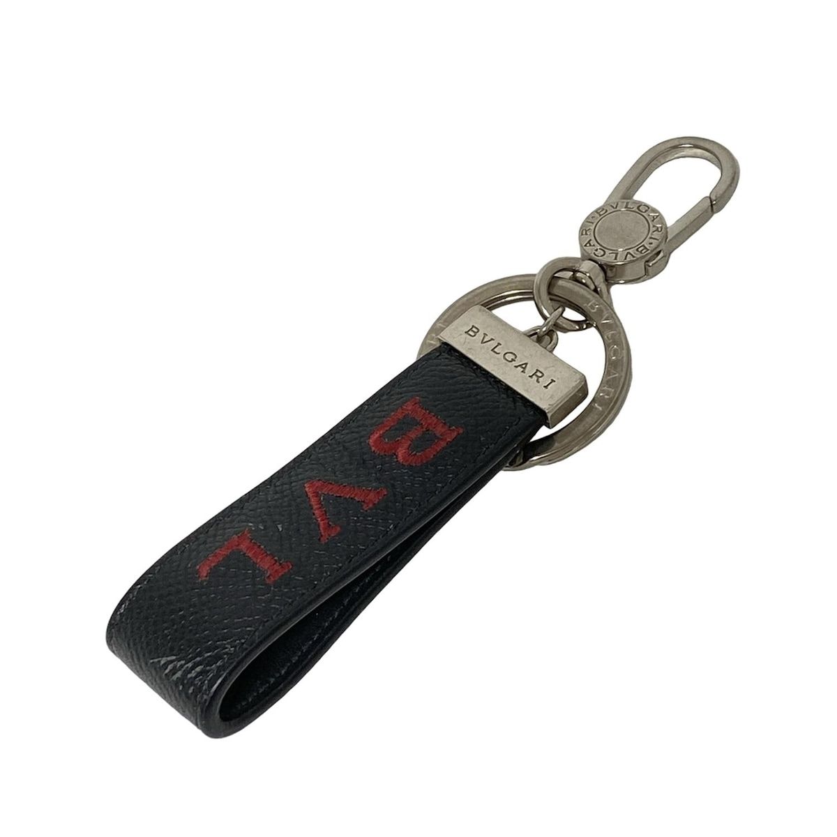 BVLGARI(ブルガリ) キーホルダー(チャーム)美品 - 黒×レッド×シルバー