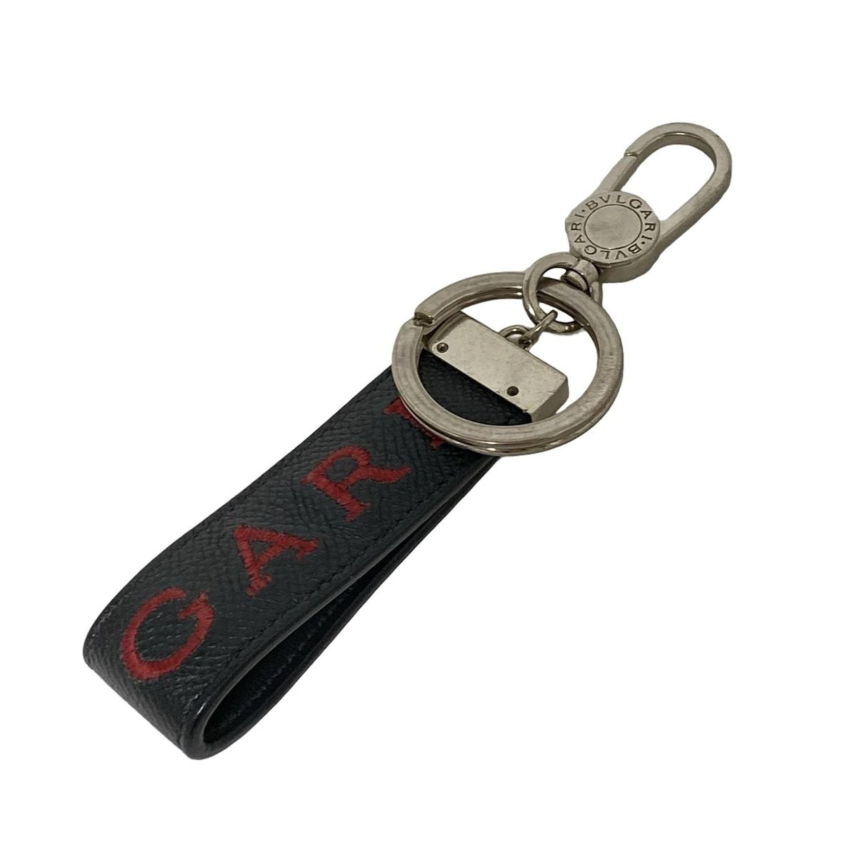 BVLGARI(ブルガリ) キーホルダー(チャーム)美品 - 黒×レッド×シルバー