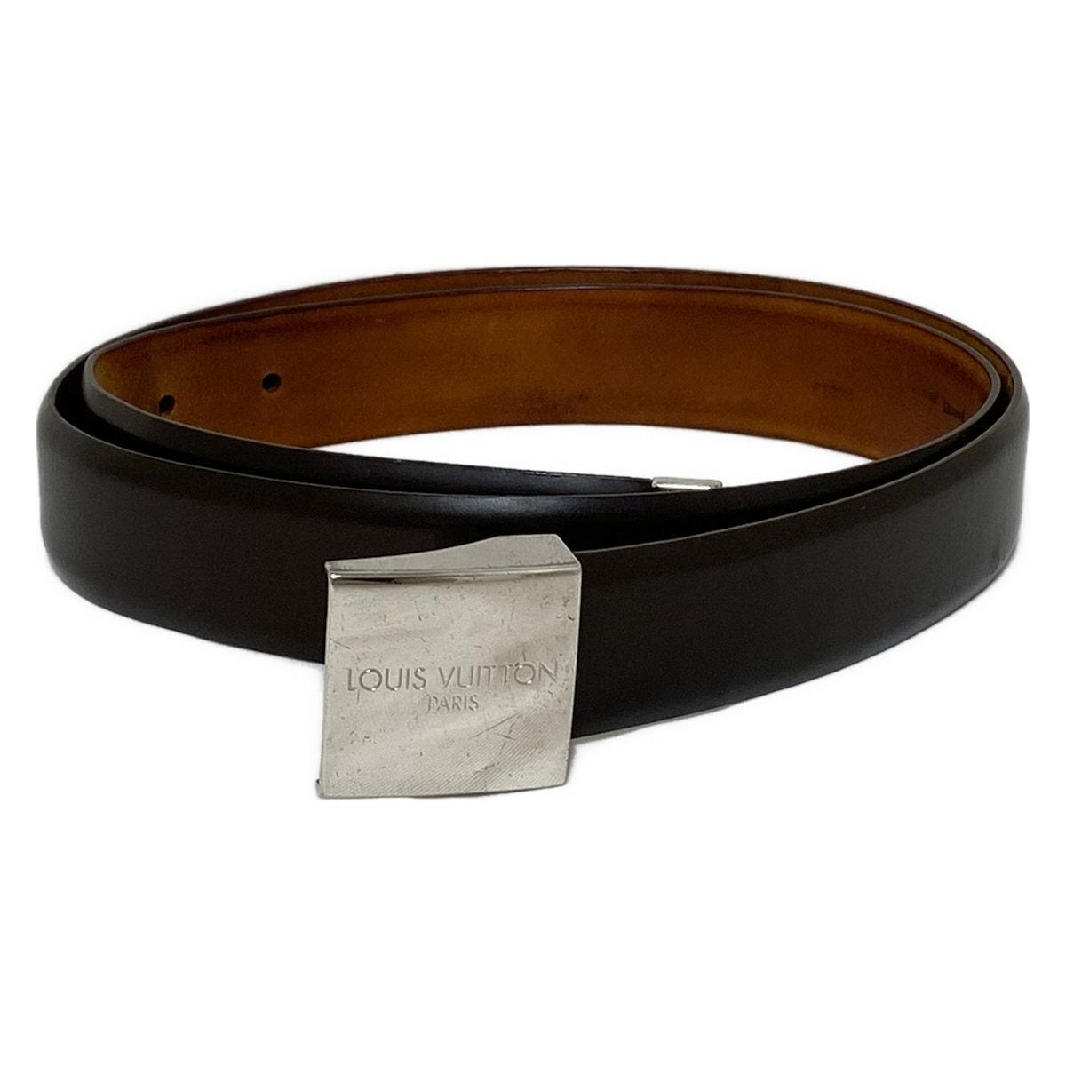 LOUIS VUITTON ルイヴィトン ベルト サンチュールキャレ ダークブラウン レザー