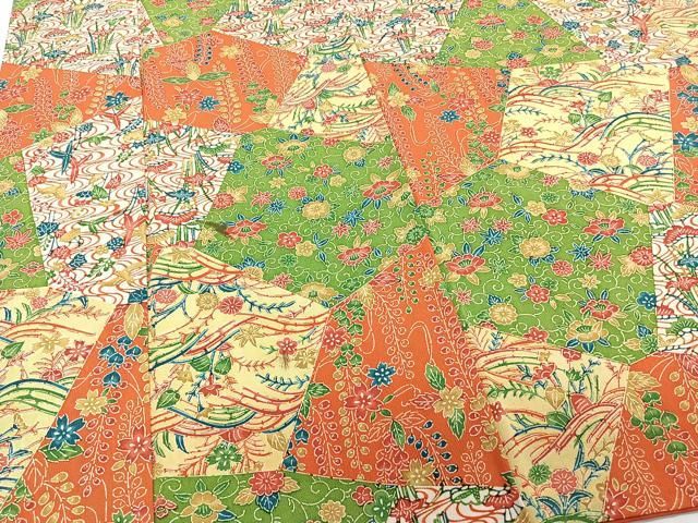 平和屋着物□上質な小紋 型染め 切嵌花唐草文 正絹 逸品 CABB2444xi