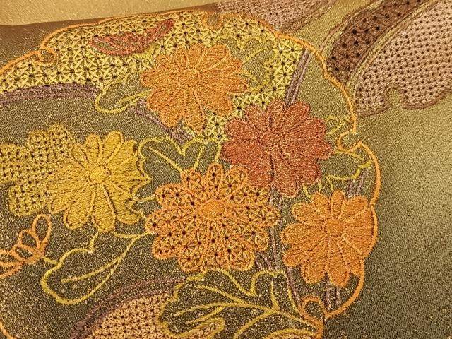 平和屋着物□訪問着 中国三大刺繍 スワトウ刺繍 汕頭刺繍 雪輪草花文