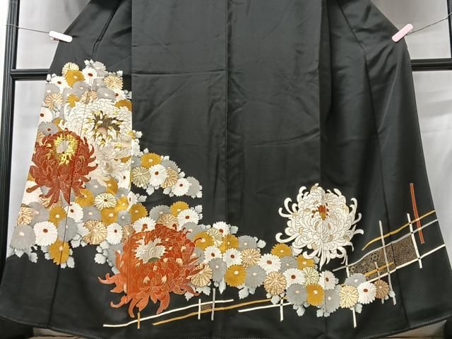 平和屋着物□豪華黒留袖 駒刺繍 乱菊 金銀彩 正絹 逸品 CABA4366xe