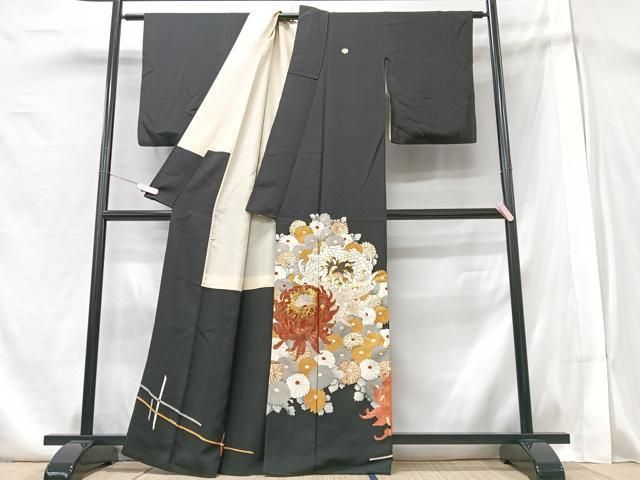 平和屋着物□豪華黒留袖 駒刺繍 乱菊 金銀彩 正絹 逸品 CABA4366xe