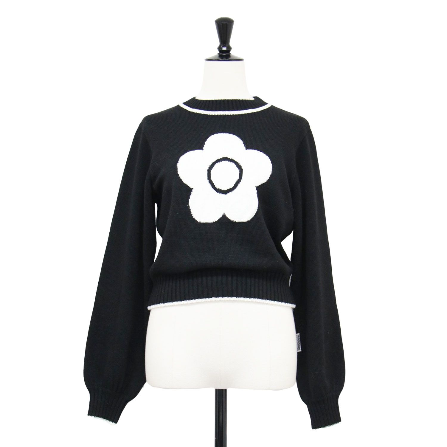 Lily Brown リリーブラウン MARY QUANT ニット ブラック 黒 サイズ:FREE | 23秋冬 ジャガード ニット / プルオーバー | ショート丈 クルーネック 長袖 フラワーモチーフ ウール 【レディース】【】
