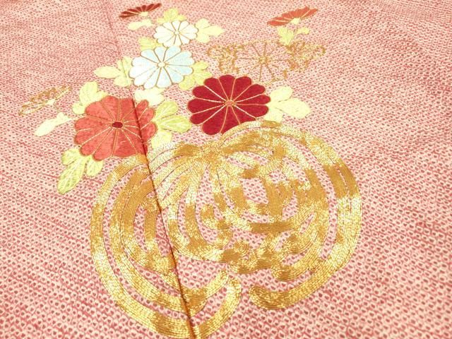 平和屋着物▽色留訪問着 駒刺繍 絞り 菊 金銀糸 正絹 逸品 DAAZ6370fe