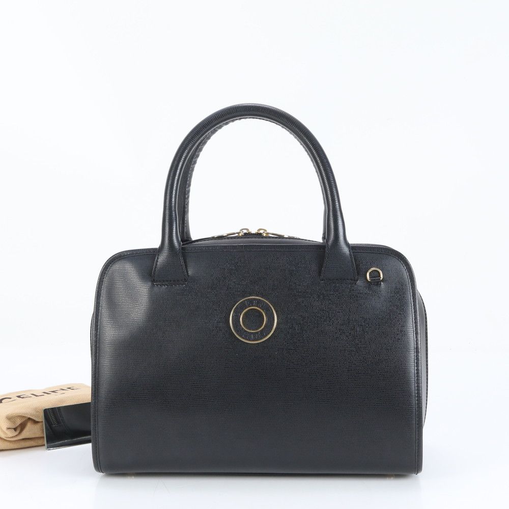 極美品 セリーヌ ミラー付き サークルロゴ ミニ ボストン リザード