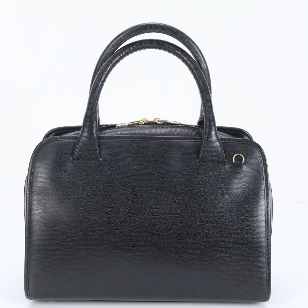 極美品 セリーヌ ミラー付き サークルロゴ ミニ ボストン リザード